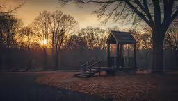 a park with a gazebo and trees