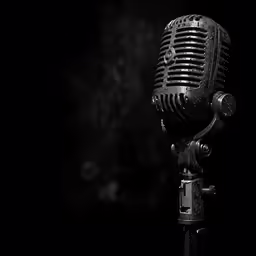 a black and white image of an old microphone with smoke coming out