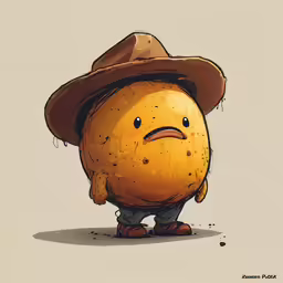 this is an illustration of a yellow potato with a hat on it