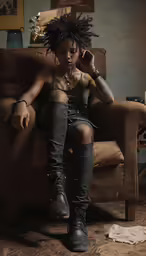 an image of a woman sitting on the couch