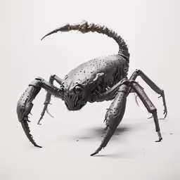 a black and silver crab with a small body