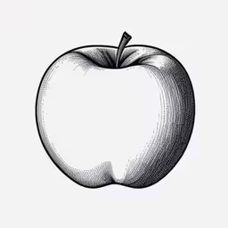 an apple with an apple stem sitting on top of a white background,a line drawing of an apple