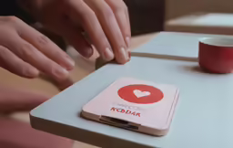 a pink love you k - disk sitting on top of a desk