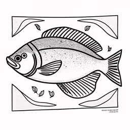 a fish with lines on the body and an eye