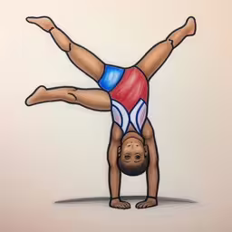 a painting of a man standing on his head and feet,an artistic illustration of a young woman doing yoga