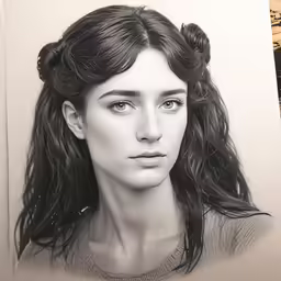 a drawing of a woman with long hair