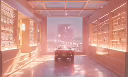 the car is moving in an underground storage area