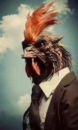 an animal dressed up as a man in a business suit
