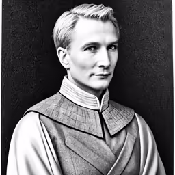 black and white photo of a man in uniform
