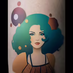 a very attractive girl with bright hair and big boos