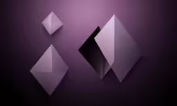 a pair of abstract shapes against a purple background