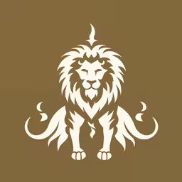a white lion on brown background,an animal with a large mane and two long legs is shown