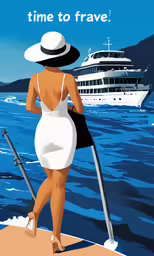 a woman wearing a white bathing suit and a hat, walking along the ocean