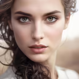 a beautiful young lady with brown hair and brown eyes