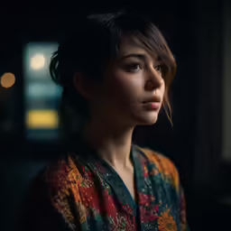 an asian girl with dark hair posing for a picture