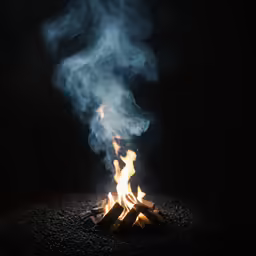 a fire in a black background that is lit