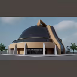 the modern architecture has curved arches and has been fashioned to mimic the curved ceiling