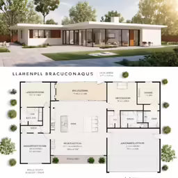 two plans of houses with large windows and no doors