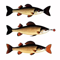 a pair of fish with one large and one small