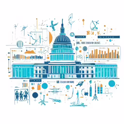 the capitol building is a blue and orange image