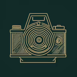 a camera with an image of the lens