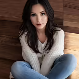 a close up of a person with a smile on a floor