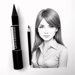 pencil drawing of actress kerry linney and the shade