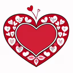 red paper cut out of a heart with words in it,a heart with words in the middle