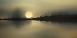 a lake with some very pretty foggy water