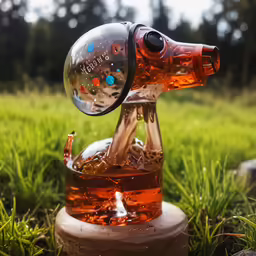 a water bottle that is being blown by the wind