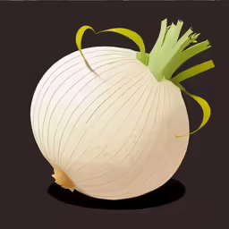 a big onion with yellow on the top