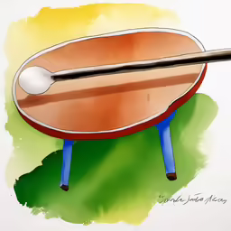 a drawing of a tennis racket on a round table