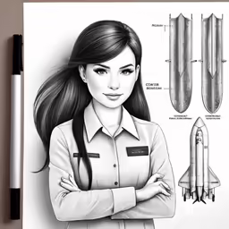 a drawing of a girl with a military uniform
