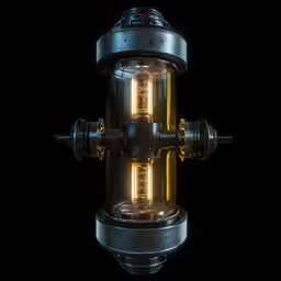 a black background is depicted with an industrial light fixture in the shape of an object