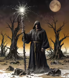 a man standing on top of a desert holding a lighted stick
