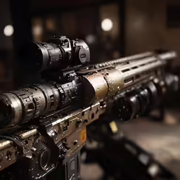an image of a rifle being displayed in a shop
