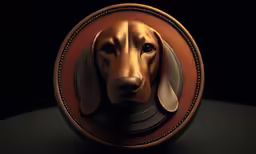 there is a dog in an oval image with a collar on