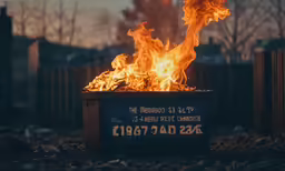 the fire pit is blazing up outside