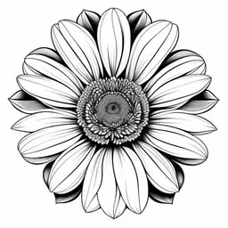 a black and white drawing of a sunflower flower,a drawing of a flower in black and white