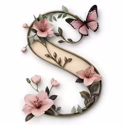 a sign with some pink flowers and butterflies