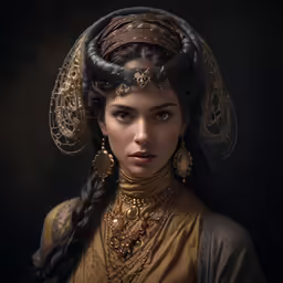 a woman dressed in costume and jewelry