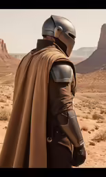 a man in armor is dressed up in desert