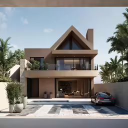 a large house with a pool in front
