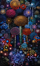 a painting of many different types of lights