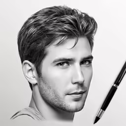 a man with a pen in his hand