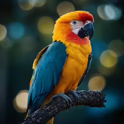 parrot bird sitting on top of a tree branch
