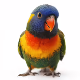 a brightly colored parrot with bright wings and feet