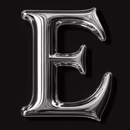 a shiny silver letter b on black