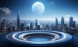 a futuristic city with a futuristic looking dome