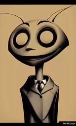 an alien in a suit and tie with two eyes